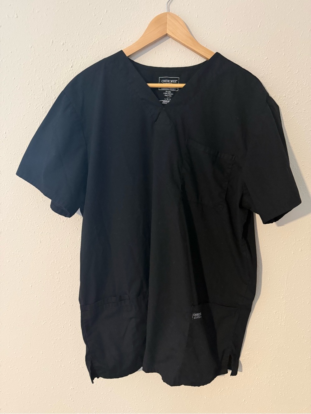 Cherokee Black Short Sleeve V-Neck Medical Scrub Top